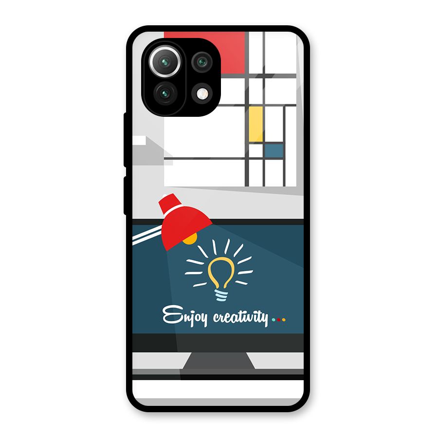 Creative Workspace Design Glass Back Case for Mi 11 Lite