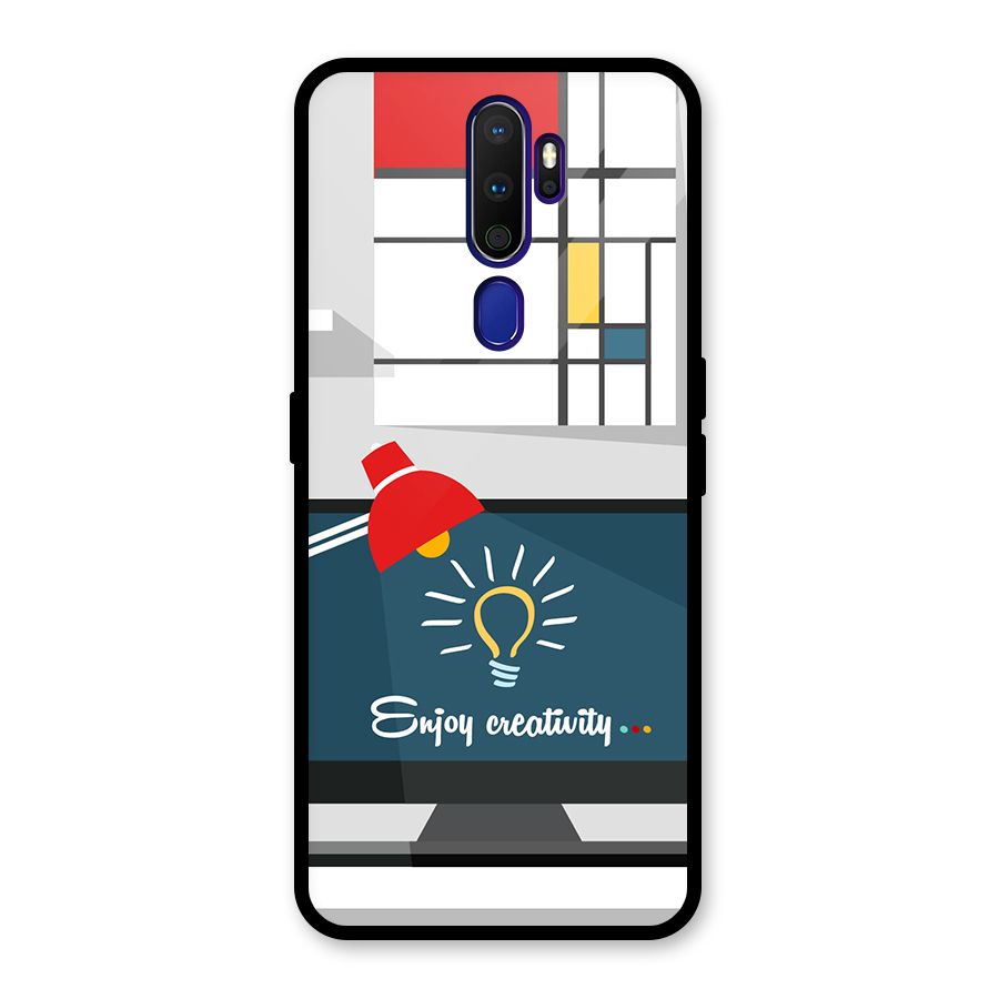 Creative Workspace Design Glass Back Case for Oppo A9 (2020)