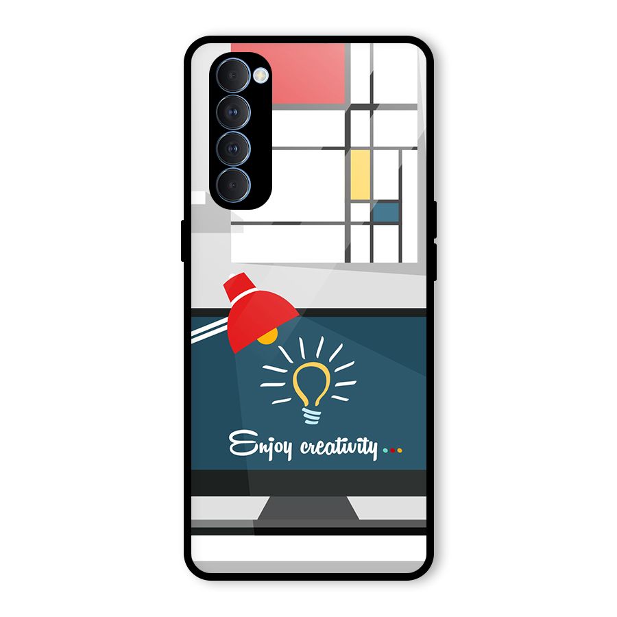 Creative Workspace Design Glass Back Case for Oppo Reno4 Pro