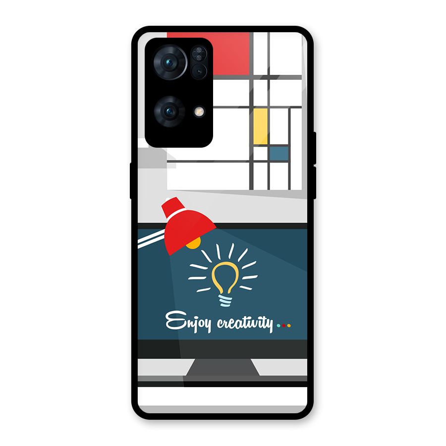 Creative Workspace Design Glass Back Case for Oppo Reno7 Pro 5G