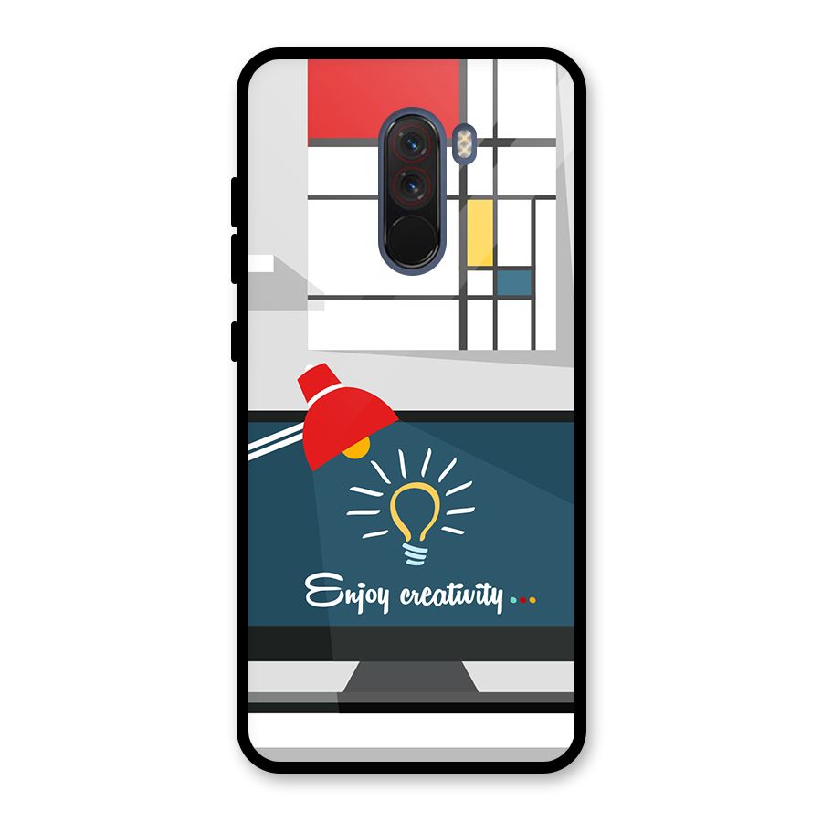 Creative Workspace Design Glass Back Case for Poco F1