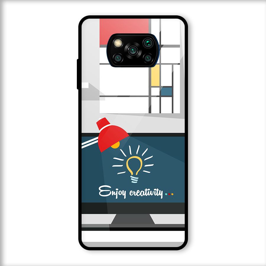 Creative Workspace Design Glass Back Case for Poco X3