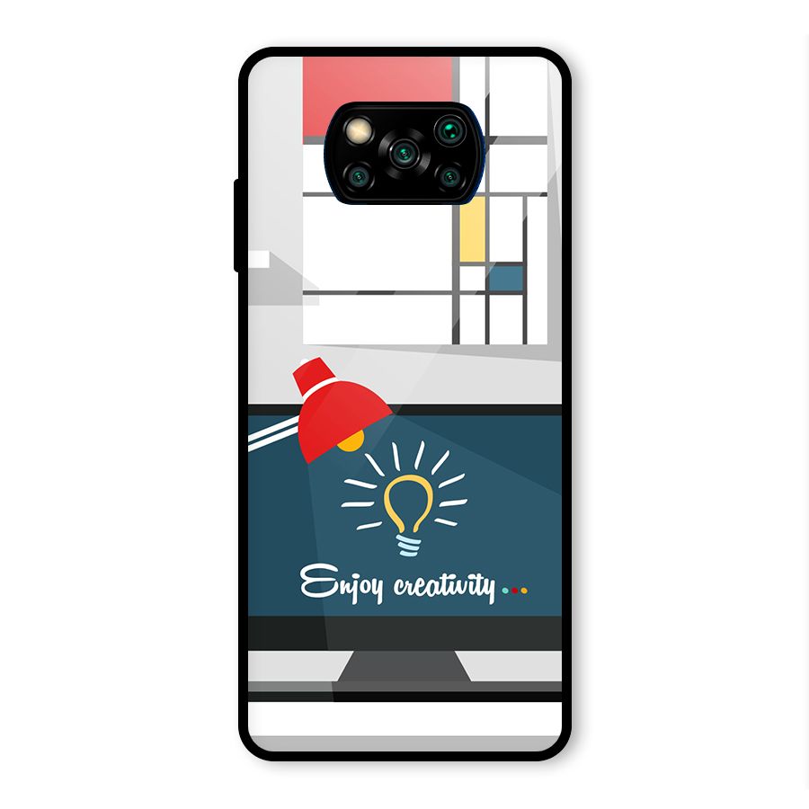 Creative Workspace Design Glass Back Case for Poco X3 Pro