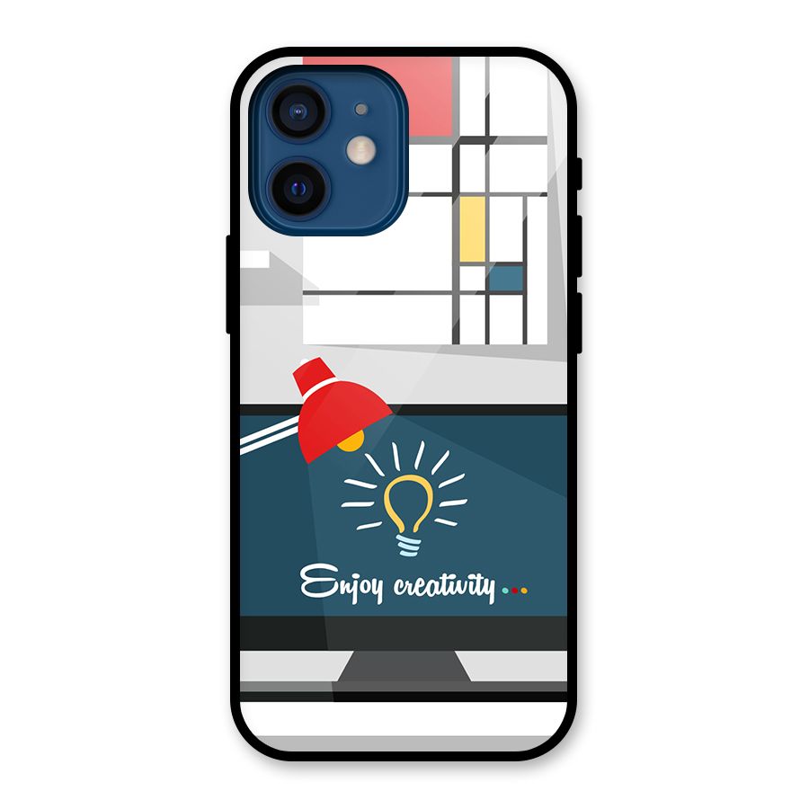 Creative Workspace Design Glass Back Case for iPhone 12 Mini