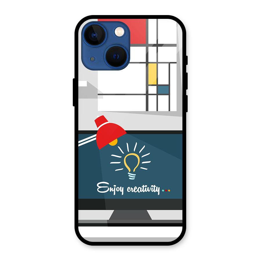Creative Workspace Design Glass Back Case for iPhone 13 Mini