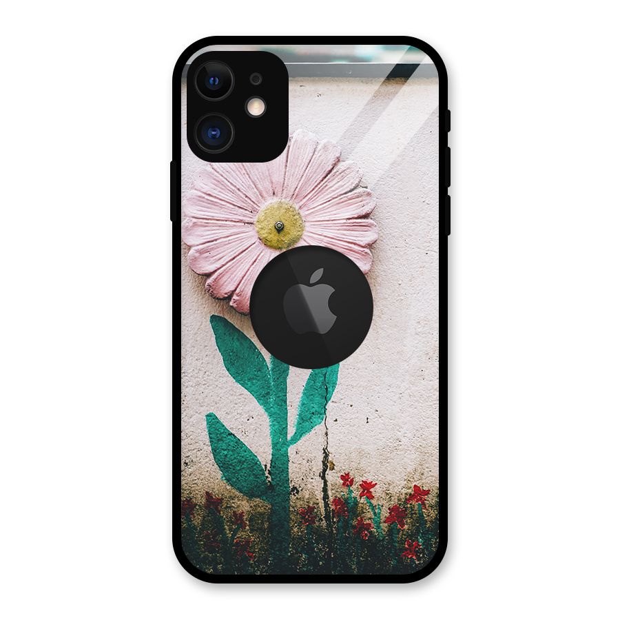 Creativity Flower Glass Back Case for iPhone 11 Logo Cut