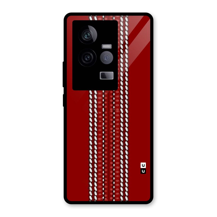 Cricket Ball Design Glass Back Case for Vivo iQOO 11 5G