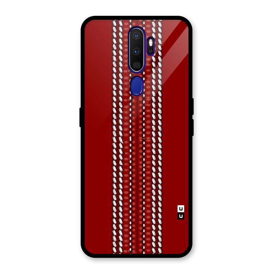 Cricket Ball Pattern Glass Back Case for Oppo A9 (2020)