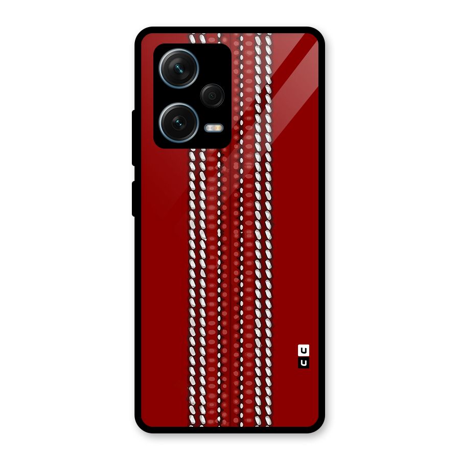 Cricket Ball Pattern Glass Back Case for Redmi Note 12 Pro Plus 5G