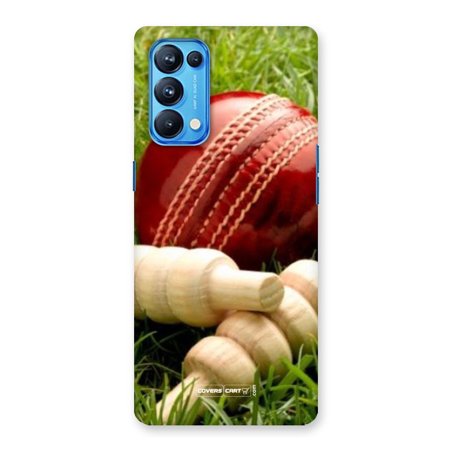 Cricket Ball and Stumps Back Case for Oppo Reno5 Pro 5G