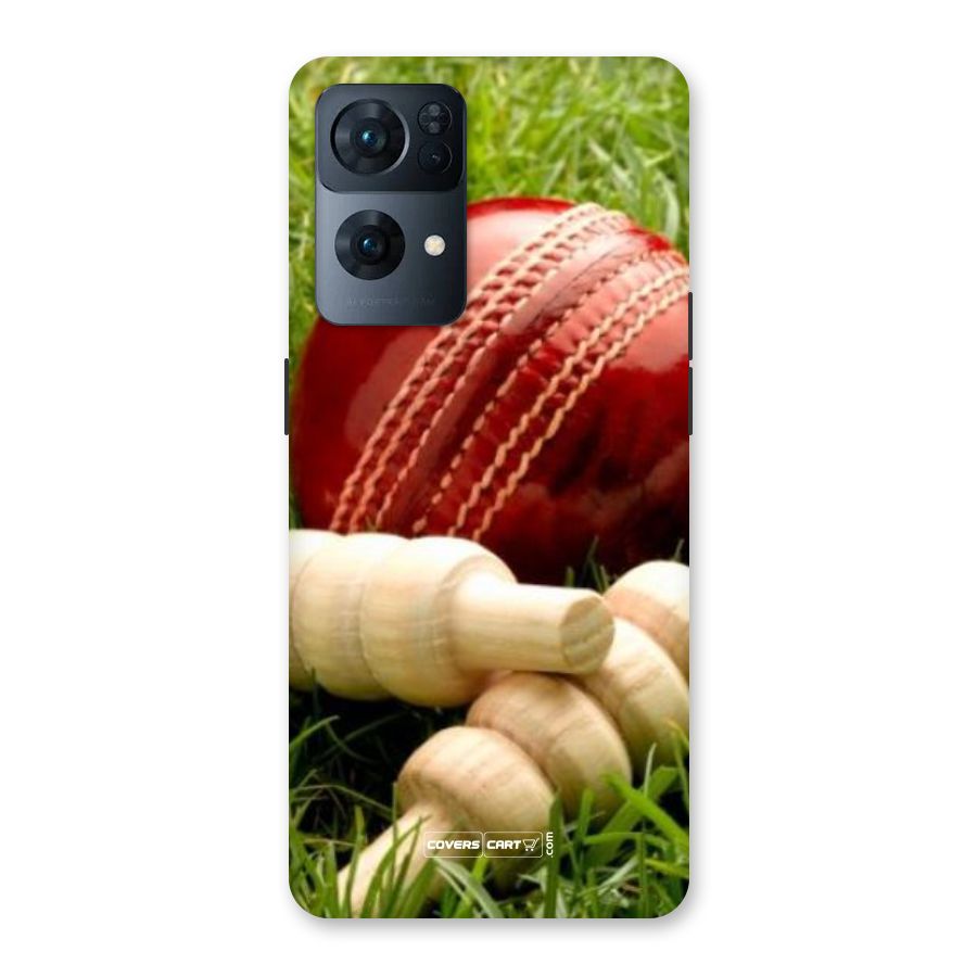 Cricket Ball and Stumps Back Case for Oppo Reno7 Pro 5G