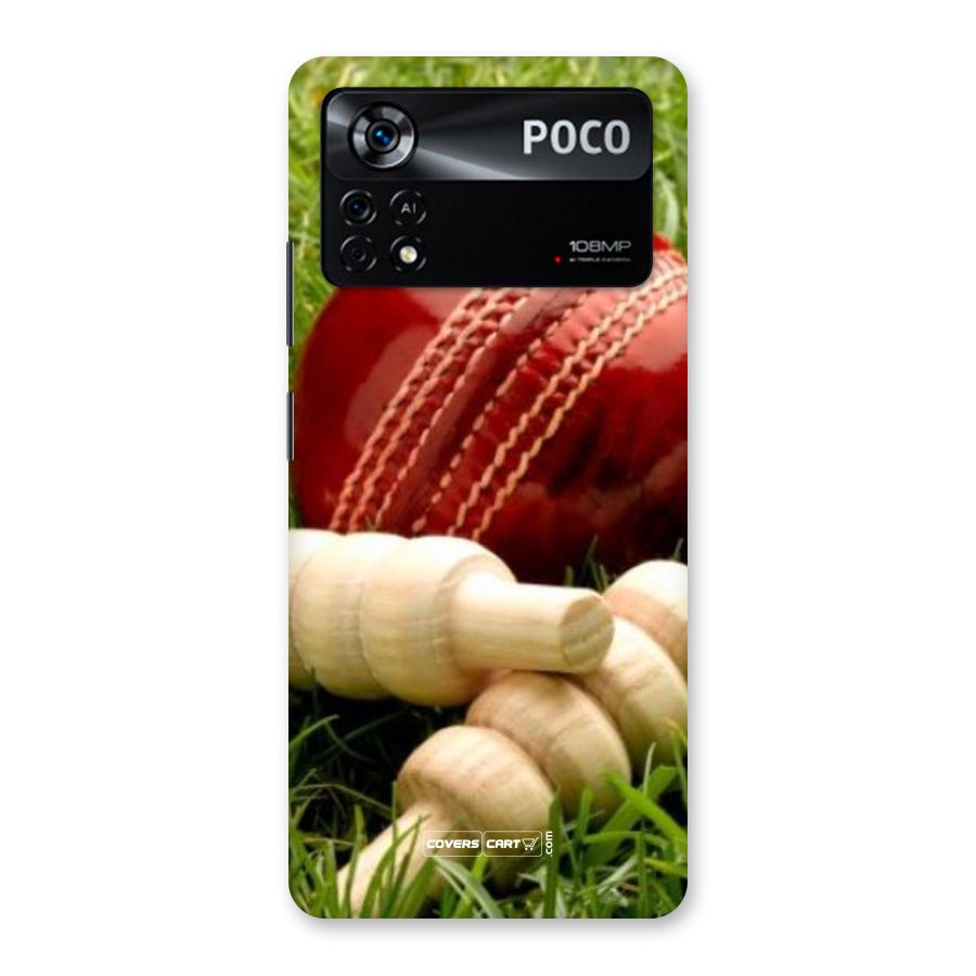 Cricket Ball and Stumps Back Case for Poco X4 Pro 5G