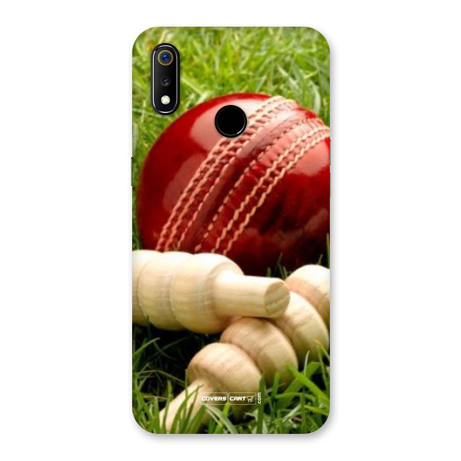 Cricket Ball and Stumps Back Case for Realme 3
