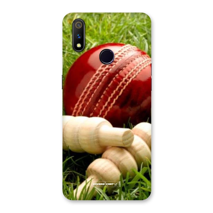 Cricket Ball and Stumps Back Case for Realme 3 Pro