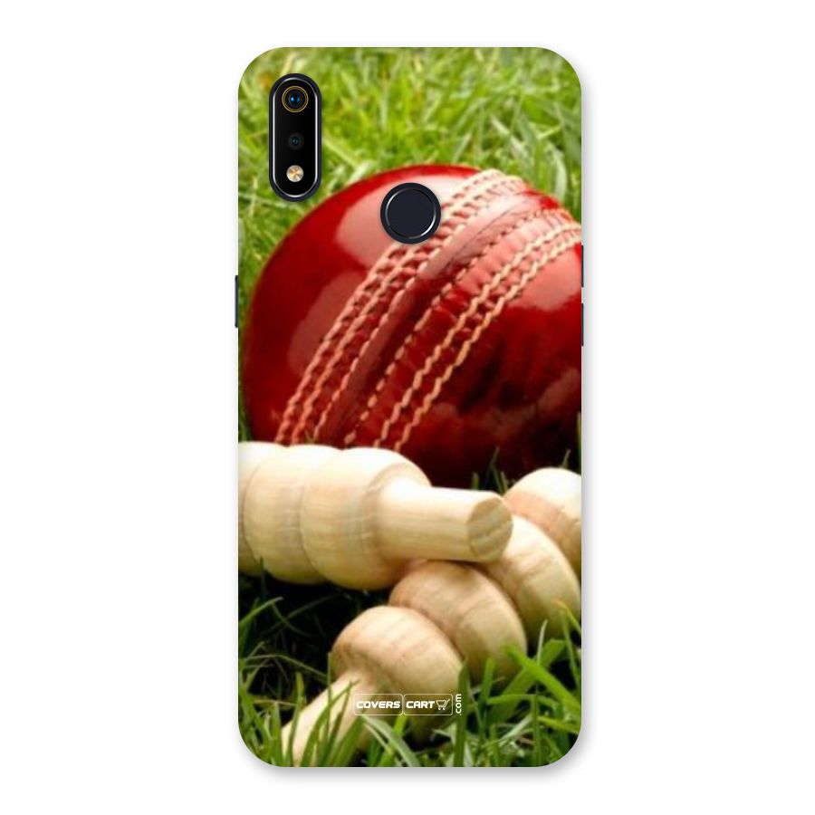 Cricket Ball and Stumps Back Case for Realme 3i