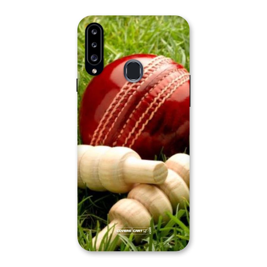 Cricket Ball and Stumps Back Case for Samsung Galaxy A20s