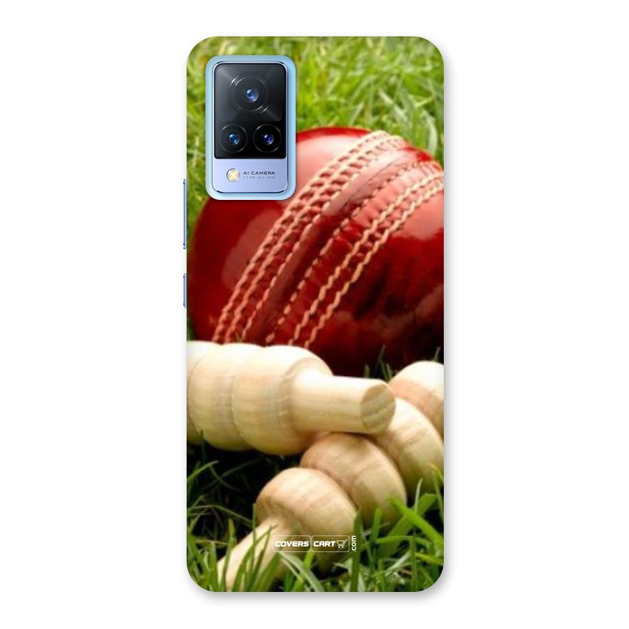 Cricket Ball and Stumps Back Case for Vivo V21 5G