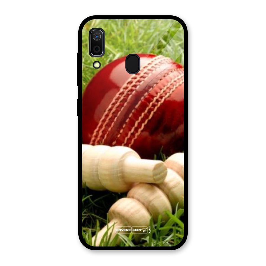 Cricket Ball and Stumps Glass Back Case for Galaxy A30