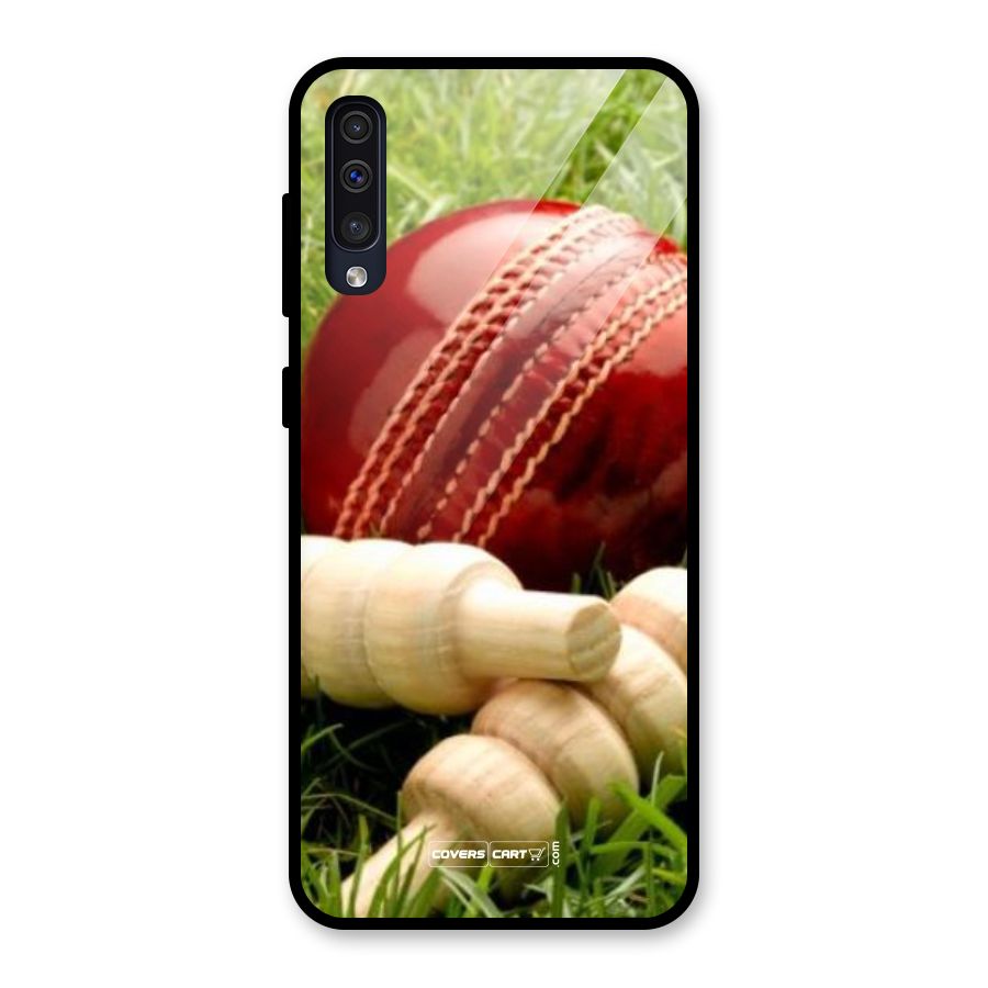 Cricket Ball and Stumps Glass Back Case for Galaxy A30s