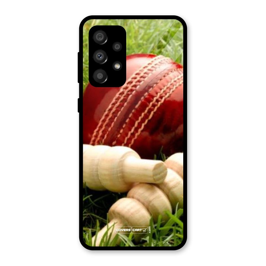 Cricket Ball and Stumps Glass Back Case for Galaxy A32
