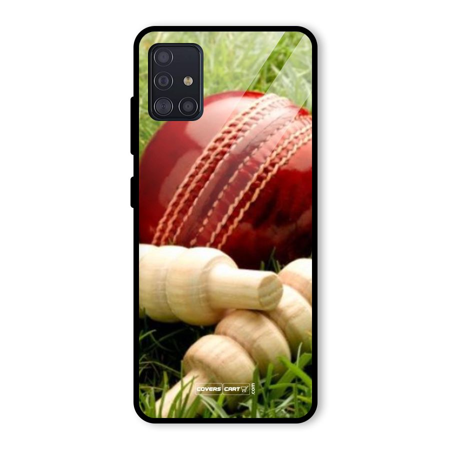 Cricket Ball and Stumps Glass Back Case for Galaxy A51