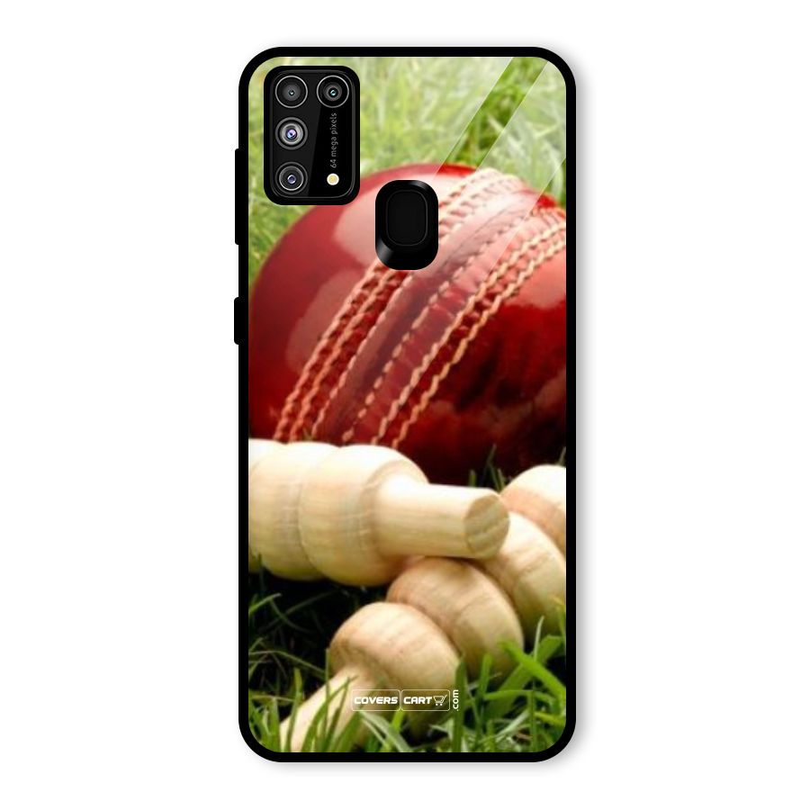Cricket Ball and Stumps Glass Back Case for Galaxy F41