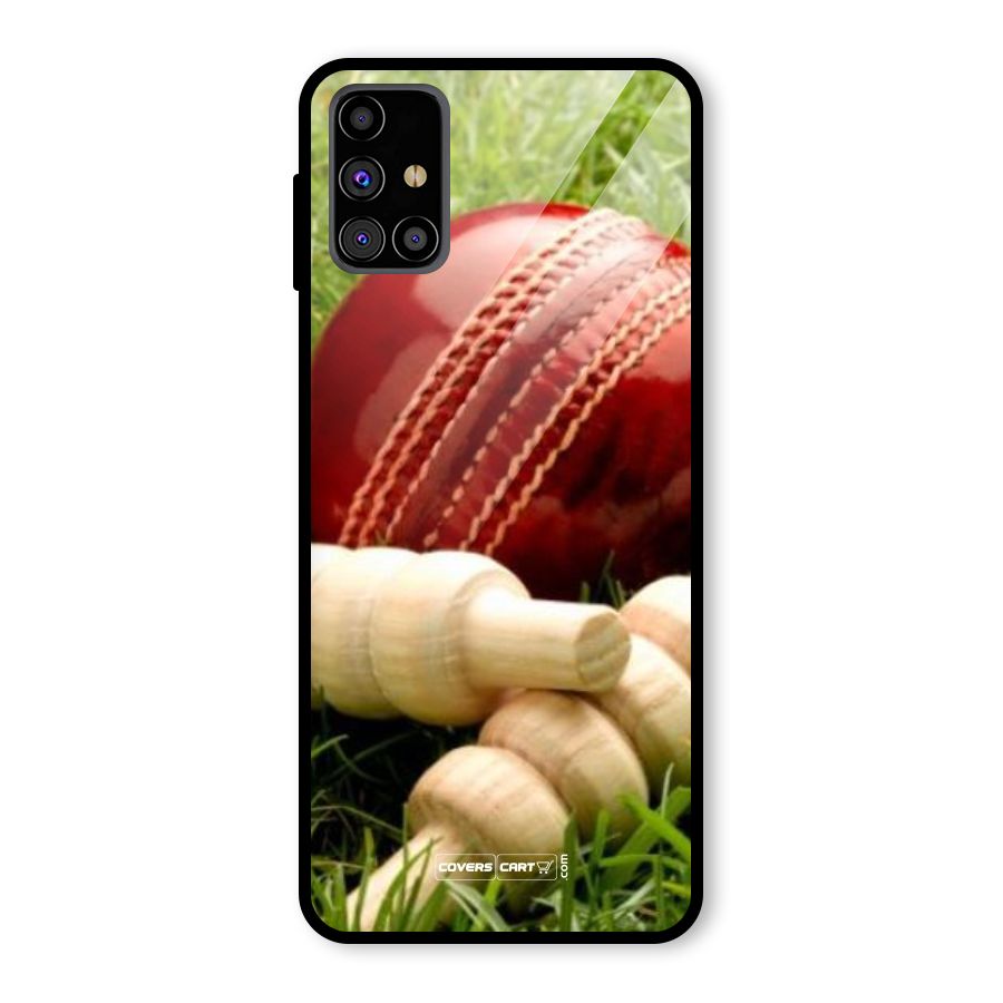Cricket Ball and Stumps Glass Back Case for Galaxy M31s