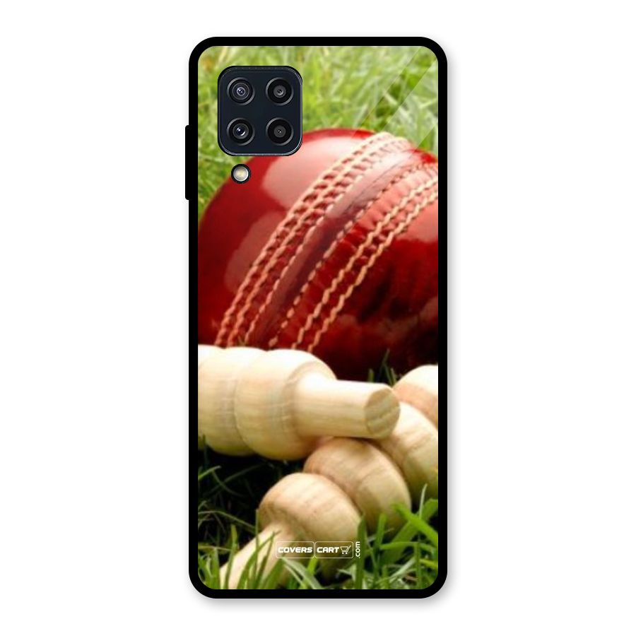 Cricket Ball and Stumps Glass Back Case for Galaxy M32