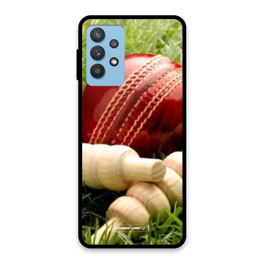 Cricket Ball and Stumps Glass Back Case for Galaxy M32 5G
