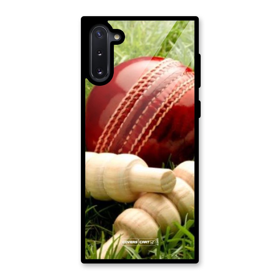 Cricket Ball and Stumps Glass Back Case for Galaxy Note 10