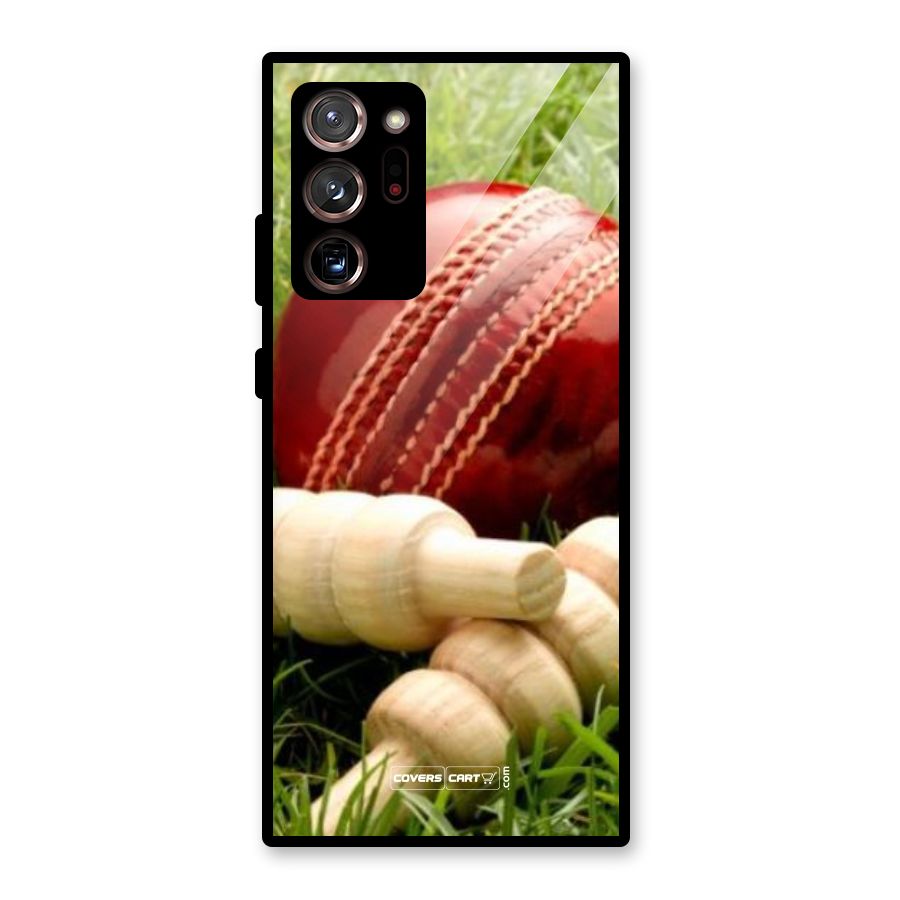 Cricket Ball and Stumps Glass Back Case for Galaxy Note 20 Ultra