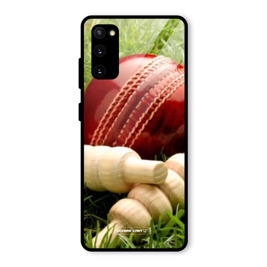Cricket Ball and Stumps Glass Back Case for Galaxy S20 FE