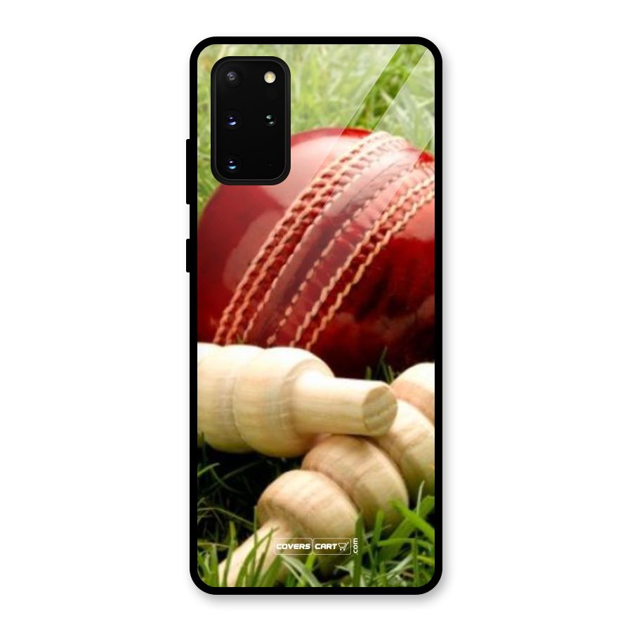 Cricket Ball and Stumps Glass Back Case for Galaxy S20 Plus