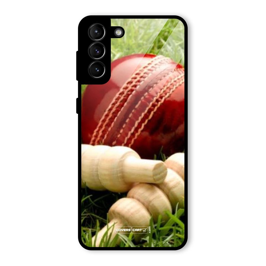 Cricket Ball and Stumps Glass Back Case for Galaxy S21 Plus