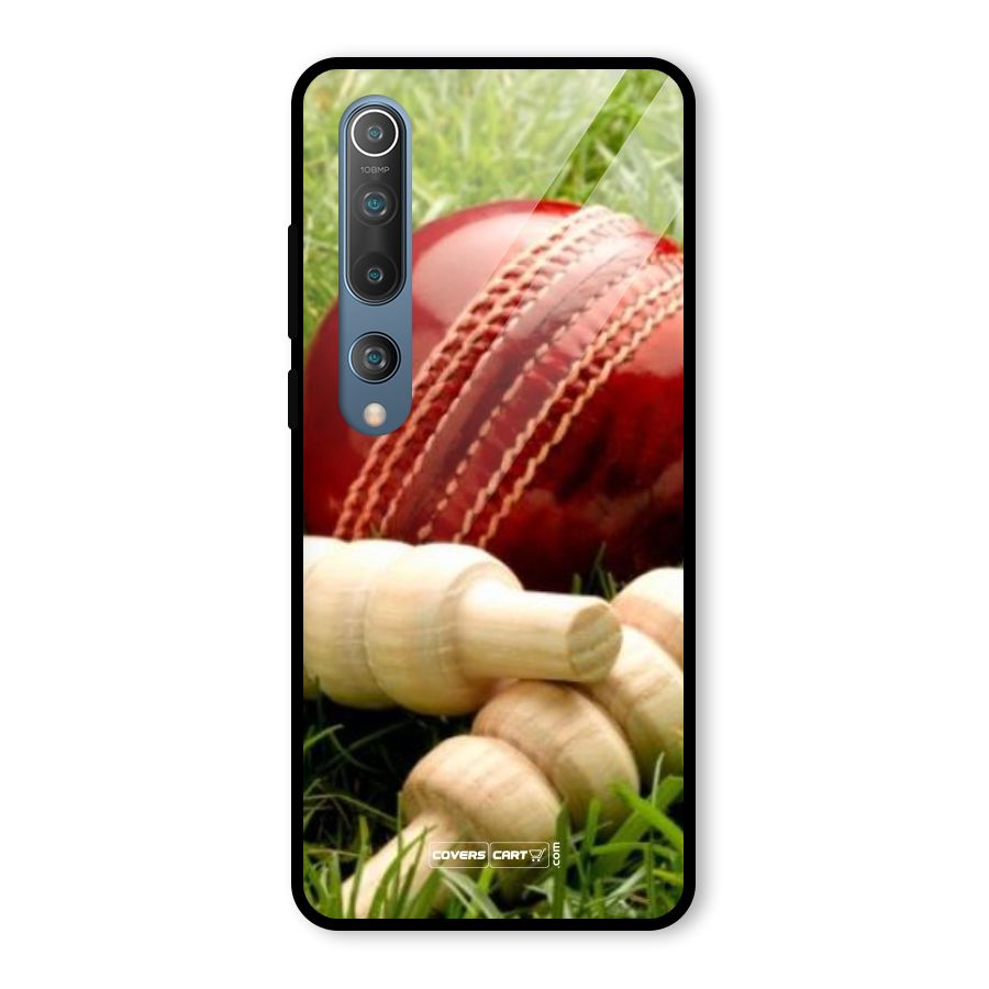 Cricket Ball and Stumps Glass Back Case for Mi 10