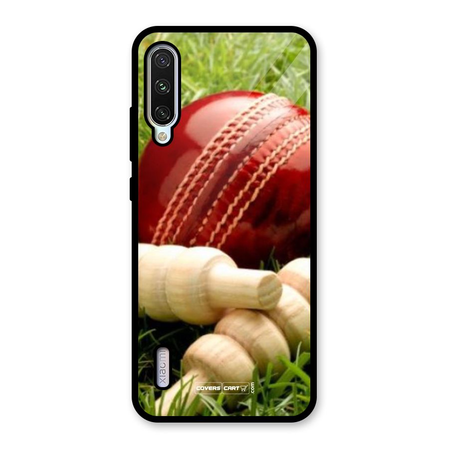 Cricket Ball and Stumps Glass Back Case for Mi A3