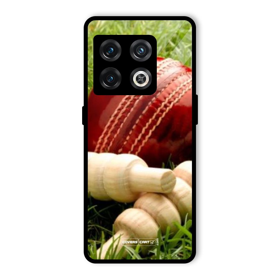 Cricket Ball and Stumps Glass Back Case for OnePlus 10 Pro 5G