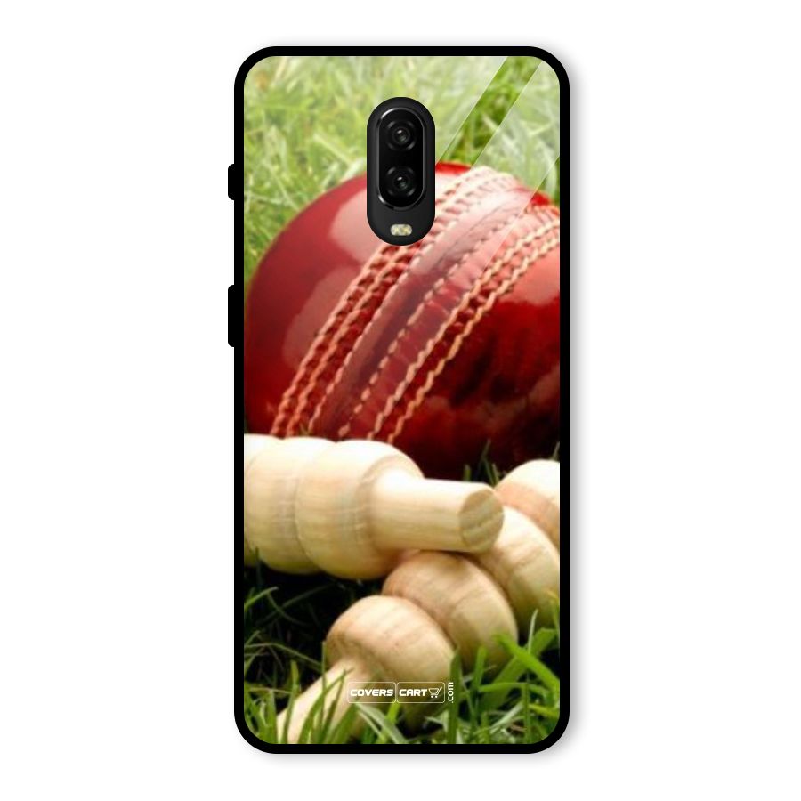 Cricket Ball and Stumps Glass Back Case for OnePlus 6T