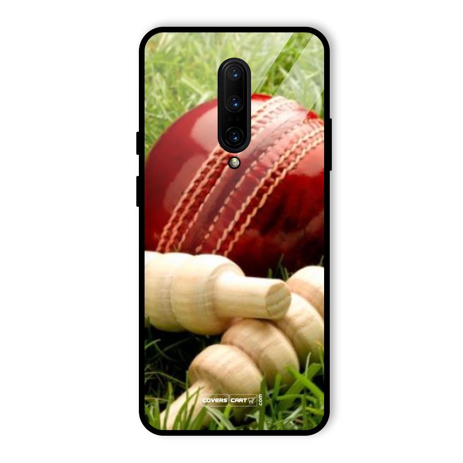 Cricket Ball and Stumps Glass Back Case for OnePlus 7 Pro