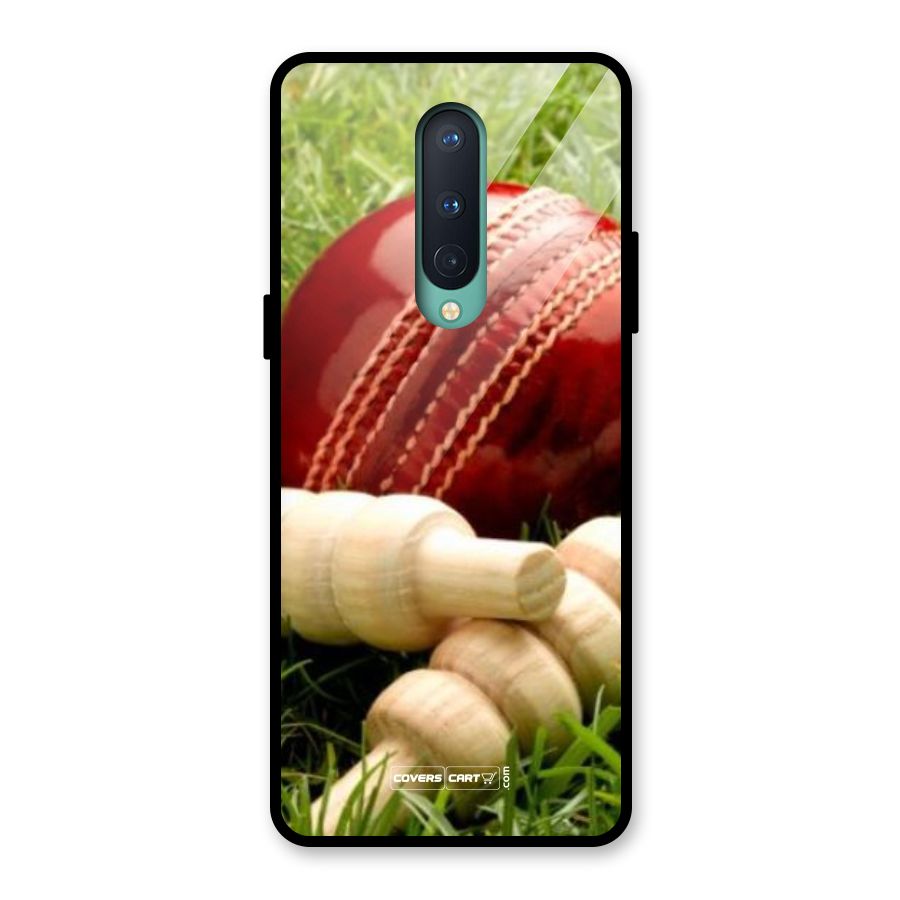 Cricket Ball and Stumps Glass Back Case for OnePlus 8