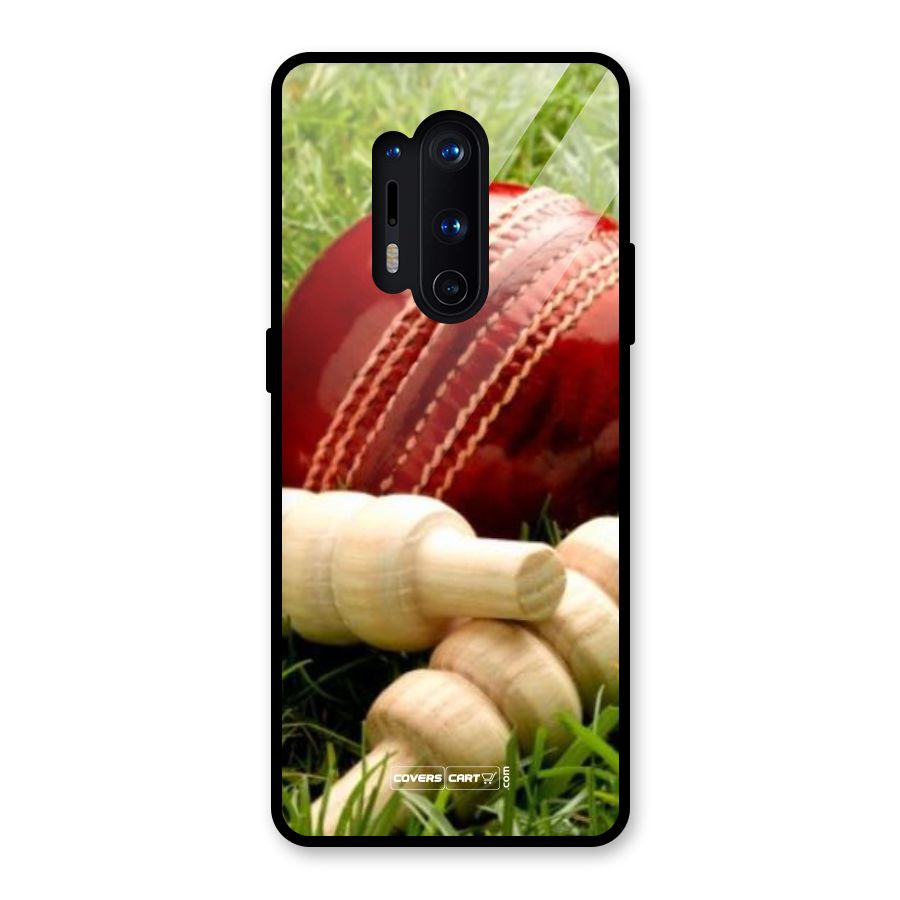 Cricket Ball and Stumps Glass Back Case for OnePlus 8 Pro