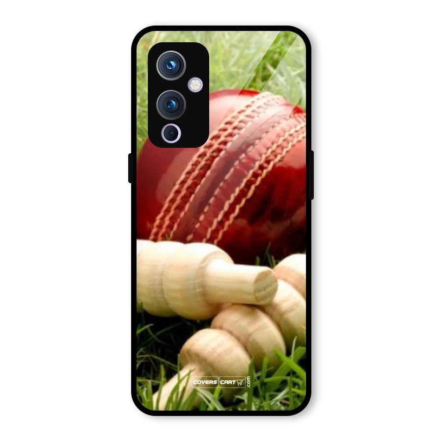 Cricket Ball and Stumps Glass Back Case for OnePlus 9