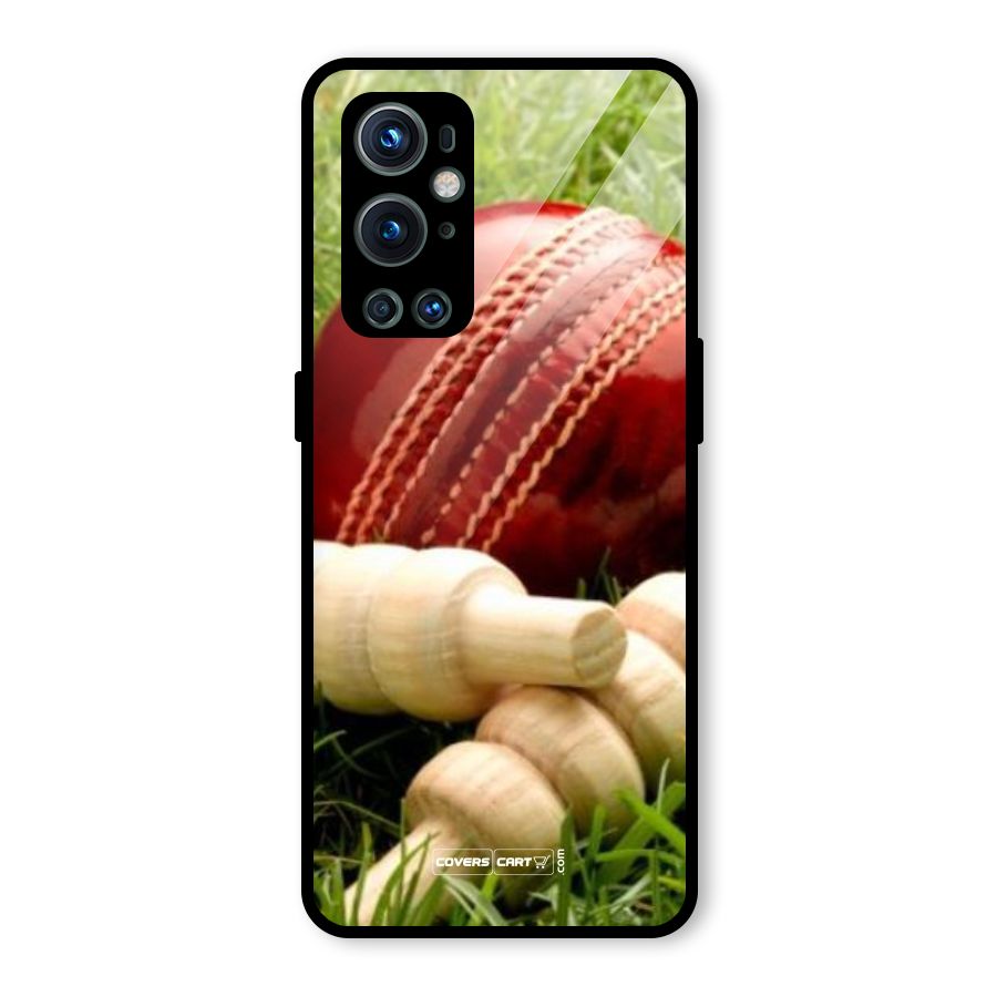 Cricket Ball and Stumps Glass Back Case for OnePlus 9 Pro