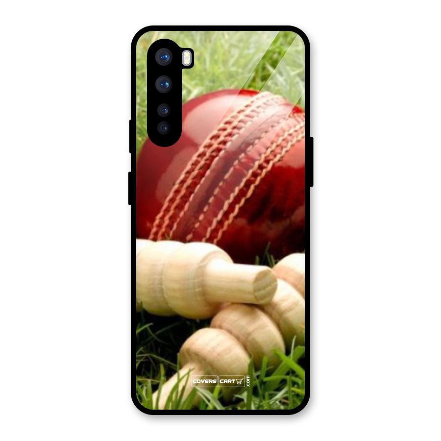 Cricket Ball and Stumps Glass Back Case for OnePlus Nord