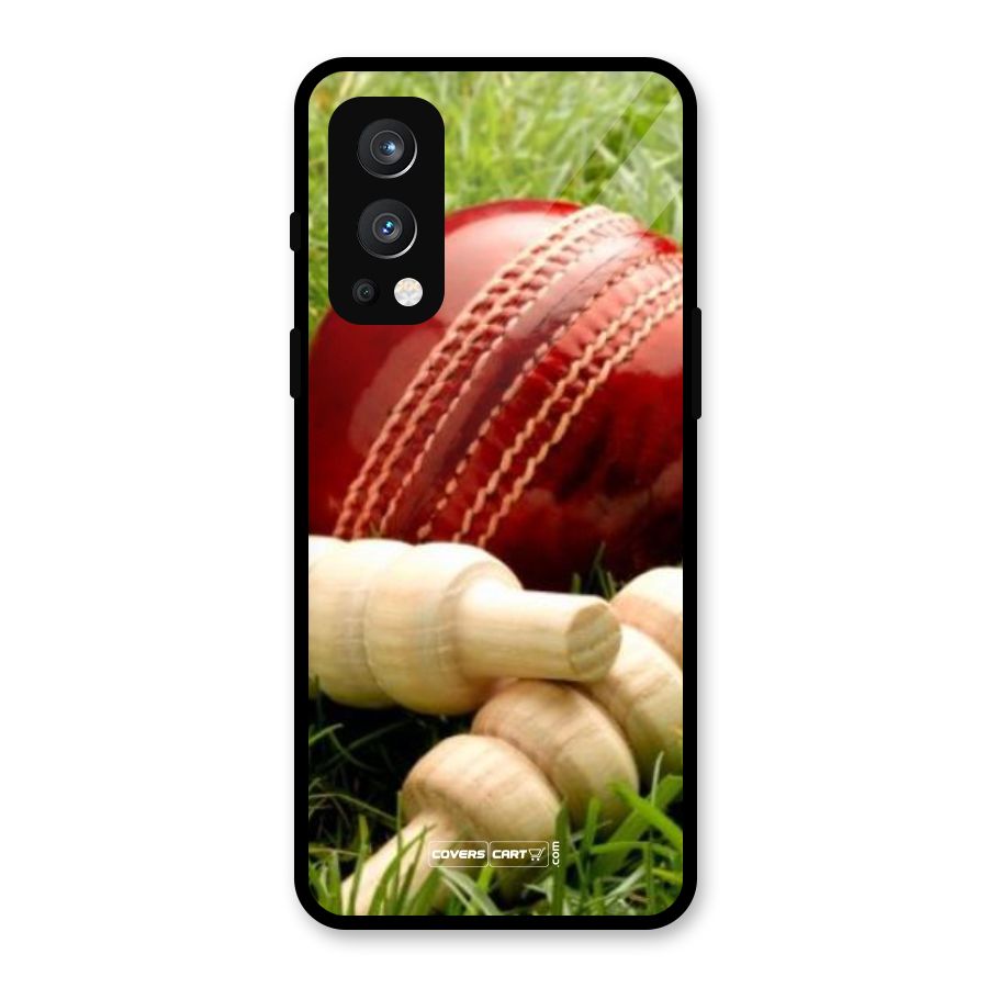 Cricket Ball and Stumps Glass Back Case for OnePlus Nord 2 5G