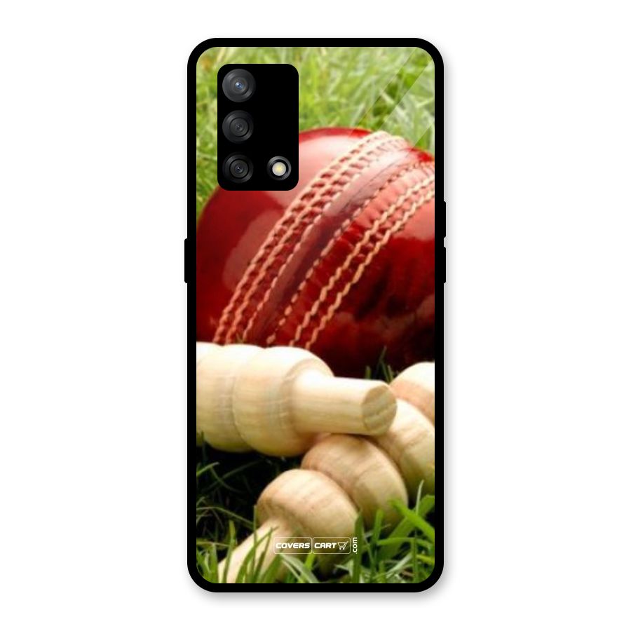 Cricket Ball and Stumps Glass Back Case for Oppo F19
