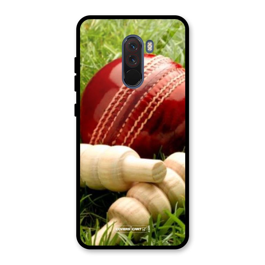 Cricket Ball and Stumps Glass Back Case for Poco F1