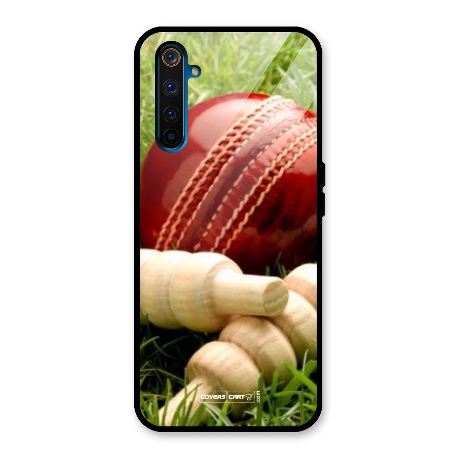 Cricket Ball and Stumps Glass Back Case for Realme 6 Pro