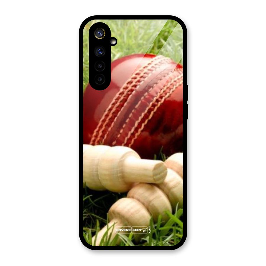 Cricket Ball and Stumps Glass Back Case for Realme 6i