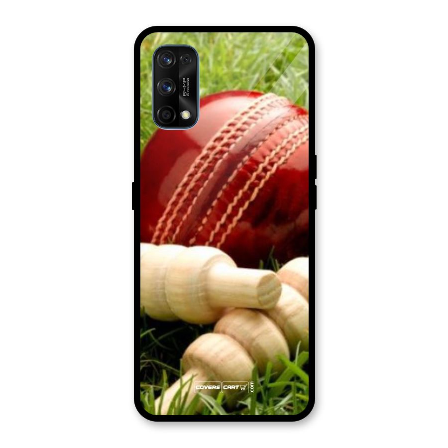 Cricket Ball and Stumps Glass Back Case for Realme 7 Pro
